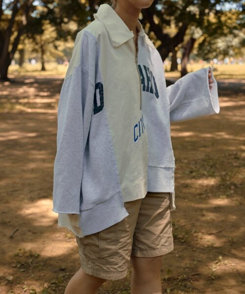 etsinta（エシンタ）の「etsintaリメイクハーフZIPスウェット（スウェット・レディース・ライトグレー・ONE SIZE）」の8枚目の写真