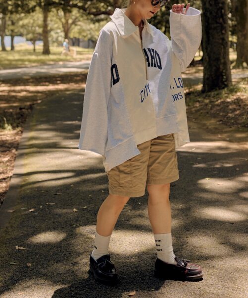 etsinta（エシンタ）の「etsintaリメイクハーフZIPスウェット（スウェット・レディース・ライトグレー・ONE SIZE）」の11枚目の写真