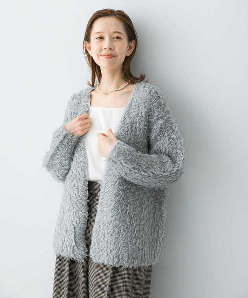 URBAN RESEARCH ROSSO WOMEN（アーバンリサーチ　ロッソ）の「ヘアリーカーディガン（カーディガン/ボレロ・レディース・イエロー/グレー/オフホワイト・FREE）」の5枚目の写真