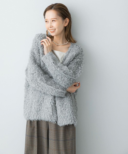 URBAN RESEARCH ROSSO WOMEN（アーバンリサーチ　ロッソ）の「ヘアリーカーディガン（カーディガン/ボレロ・レディース・イエロー/グレー/オフホワイト・FREE）」の6枚目の写真