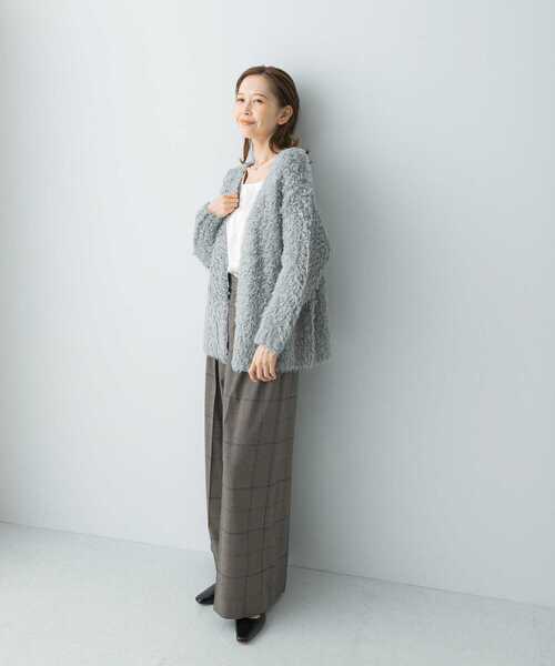 URBAN RESEARCH ROSSO WOMEN（アーバンリサーチ　ロッソ）の「ヘアリーカーディガン（カーディガン/ボレロ・レディース・イエロー/グレー/オフホワイト・FREE）」の7枚目の写真