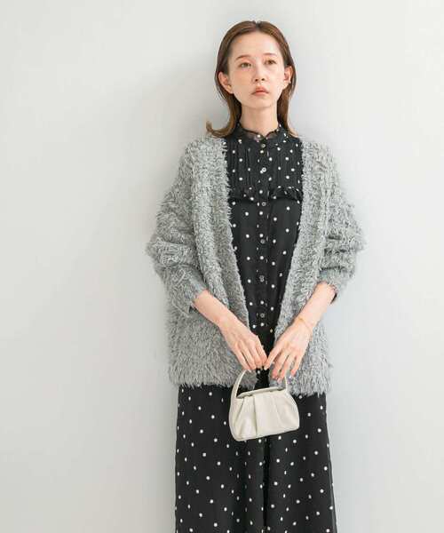 URBAN RESEARCH ROSSO WOMEN（アーバンリサーチ　ロッソ）の「ヘアリーカーディガン（カーディガン/ボレロ・レディース・イエロー/グレー/オフホワイト・FREE）」の8枚目の写真