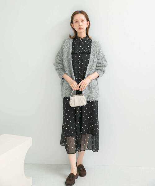 URBAN RESEARCH ROSSO WOMEN（アーバンリサーチ　ロッソ）の「ヘアリーカーディガン（カーディガン/ボレロ・レディース・イエロー/グレー/オフホワイト・FREE）」の9枚目の写真