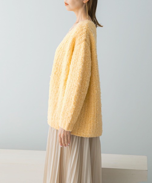 URBAN RESEARCH ROSSO WOMEN（アーバンリサーチ　ロッソ）の「ヘアリーカーディガン（カーディガン/ボレロ・レディース・イエロー/グレー/オフホワイト・FREE）」の14枚目の写真