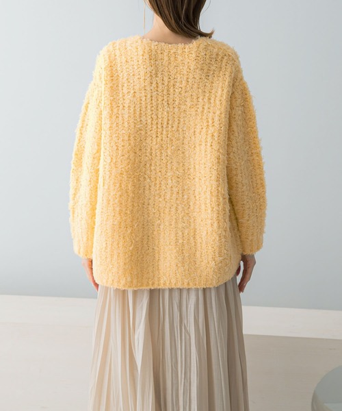 URBAN RESEARCH ROSSO WOMEN（アーバンリサーチ　ロッソ）の「ヘアリーカーディガン（カーディガン/ボレロ・レディース・イエロー/グレー/オフホワイト・FREE）」の15枚目の写真