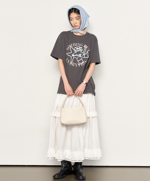 GENERAL IDEA（ジェネラルアイデア）の「GENERAL IDEA/ジェネラルアイディア frill tiered long skirt ロングティアードスカート（スカート・レディース・ブラック/ホワイト・L/M/S）」の5枚目の写真