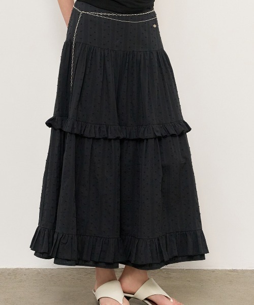 GENERAL IDEA（ジェネラルアイデア）の「GENERAL IDEA/ジェネラルアイディア frill tiered long skirt ロングティアードスカート（スカート・レディース・ブラック/ホワイト・L/M/S）」の13枚目の写真