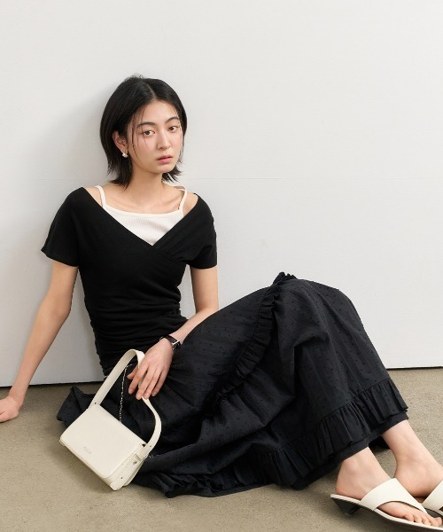 GENERAL IDEA（ジェネラルアイデア）の「GENERAL IDEA/ジェネラルアイディア frill tiered long skirt ロングティアードスカート（スカート・レディース・ブラック/ホワイト・L/M/S）」の18枚目の写真