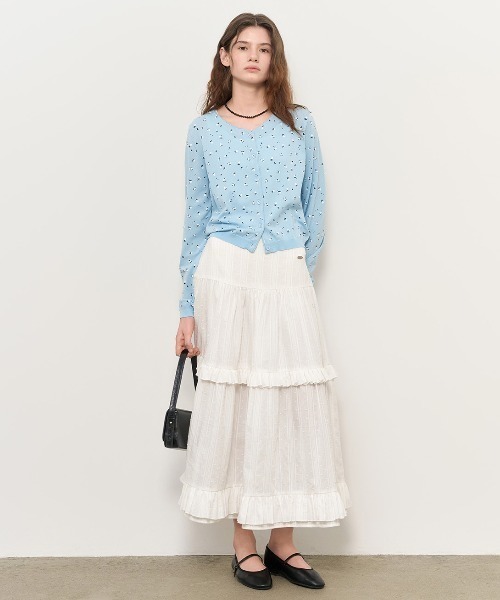 GENERAL IDEA（ジェネラルアイデア）の「GENERAL IDEA/ジェネラルアイディア frill tiered long skirt ロングティアードスカート（スカート・レディース・ブラック/ホワイト・L/M/S）」の9枚目の写真
