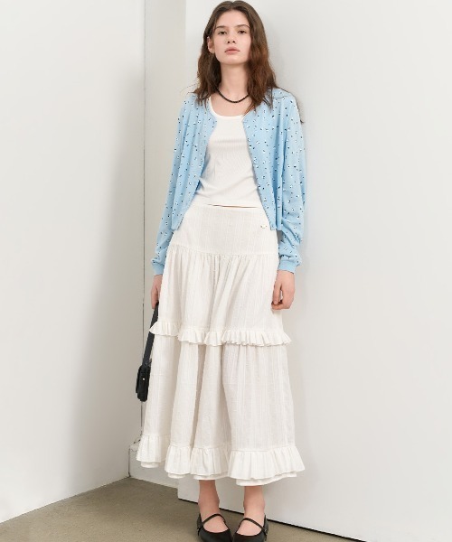 GENERAL IDEA（ジェネラルアイデア）の「GENERAL IDEA/ジェネラルアイディア frill tiered long skirt ロングティアードスカート（スカート・レディース・ブラック/ホワイト・L/M/S）」の10枚目の写真