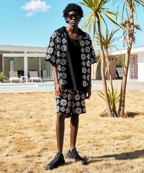 【MLVINCE】CROCHET S/S SHIRTS 上下セット MLVINCE】CROCHET S/S SHIRTS / ブラック [CSS28BK]（シャツ/ブラウス