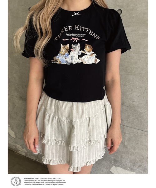 MORE self LOVE(モアセルフラブ)の「【Peter Rabbit(TM)】THREE KITTENS TEE(Tシャツ/カットソー・レディース・ピンク/オフホワイト/ブラック・FREE)」の19枚目の写真