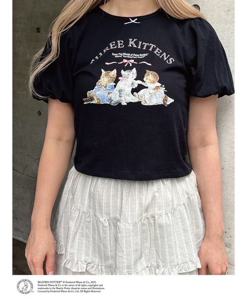 MORE self LOVE(モアセルフラブ)の「【Peter Rabbit(TM)】THREE KITTENS TEE(Tシャツ/カットソー・レディース・ピンク/オフホワイト/ブラック・FREE)」の18枚目の写真