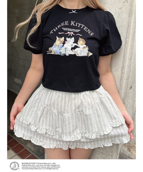 MORE self LOVE(モアセルフラブ)の「【Peter Rabbit(TM)】THREE KITTENS TEE(Tシャツ/カットソー・レディース・ピンク/オフホワイト/ブラック・FREE)」の20枚目の写真