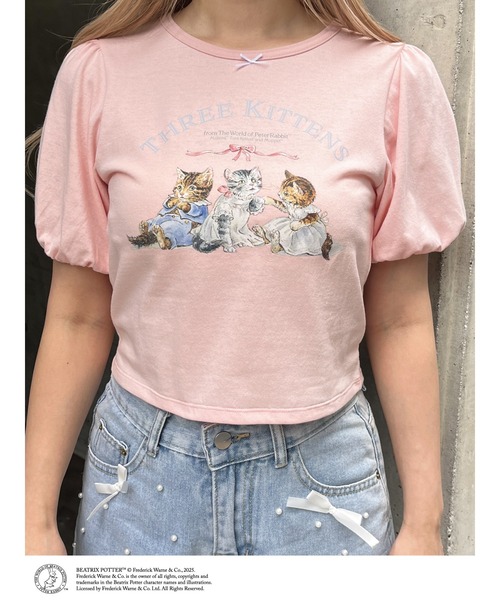 MORE self LOVE(モアセルフラブ)の「【Peter Rabbit(TM)】THREE KITTENS TEE(Tシャツ/カットソー・レディース・ピンク/オフホワイト/ブラック・FREE)」の21枚目の写真