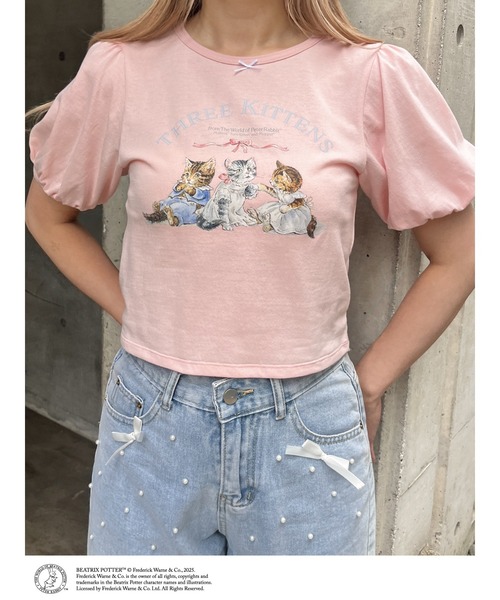 MORE self LOVE(モアセルフラブ)の「【Peter Rabbit(TM)】THREE KITTENS TEE(Tシャツ/カットソー・レディース・ピンク/オフホワイト/ブラック・FREE)」の22枚目の写真