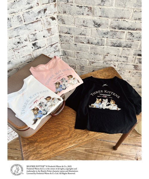 MORE self LOVE(モアセルフラブ)の「【Peter Rabbit(TM)】THREE KITTENS TEE(Tシャツ/カットソー・レディース・ピンク/オフホワイト/ブラック・FREE)」の6枚目の写真