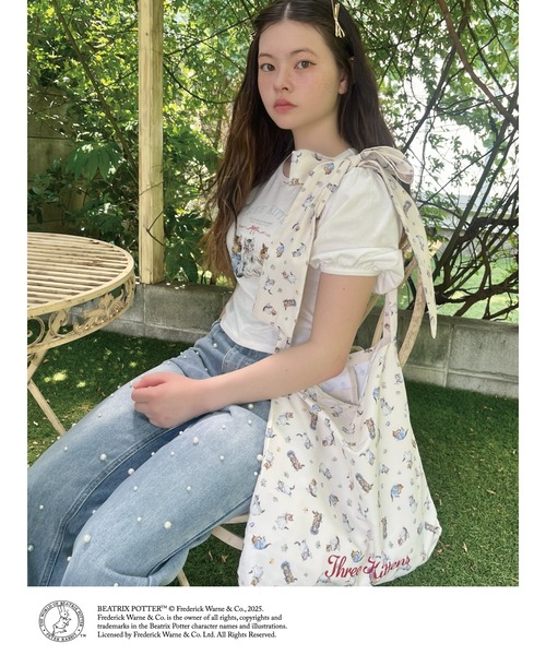 MORE self LOVE(モアセルフラブ)の「【Peter Rabbit(TM)】THREE KITTENS TEE(Tシャツ/カットソー・レディース・ピンク/オフホワイト/ブラック・FREE)」の9枚目の写真