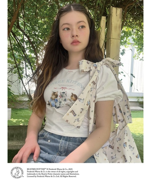 MORE self LOVE(モアセルフラブ)の「【Peter Rabbit(TM)】THREE KITTENS TEE(Tシャツ/カットソー・レディース・ピンク/オフホワイト/ブラック・FREE)」の11枚目の写真