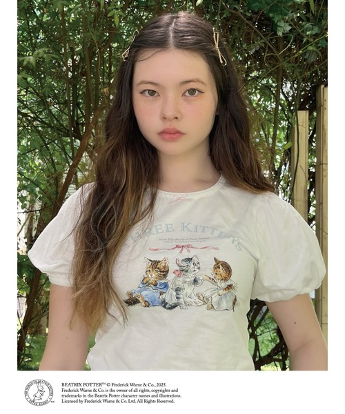 MORE self LOVE(モアセルフラブ)の「【Peter Rabbit(TM)】THREE KITTENS TEE(Tシャツ/カットソー・レディース・ピンク/オフホワイト/ブラック・FREE)」の15枚目の写真
