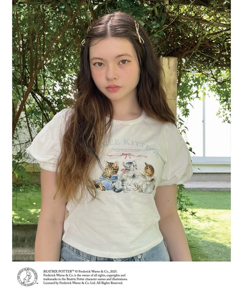 MORE self LOVE(モアセルフラブ)の「【Peter Rabbit(TM)】THREE KITTENS TEE(Tシャツ/カットソー・レディース・ピンク/オフホワイト/ブラック・FREE)」の17枚目の写真