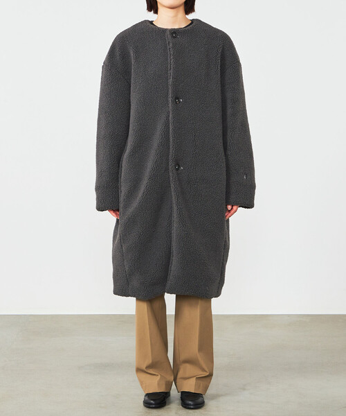 Gymphlex ジムフレックス ライトボア ノーカラーコート レディース GY-A0729 BOL Gymphlex | ライトボア ノーカラーコート WOMEN（ノーカラーコート