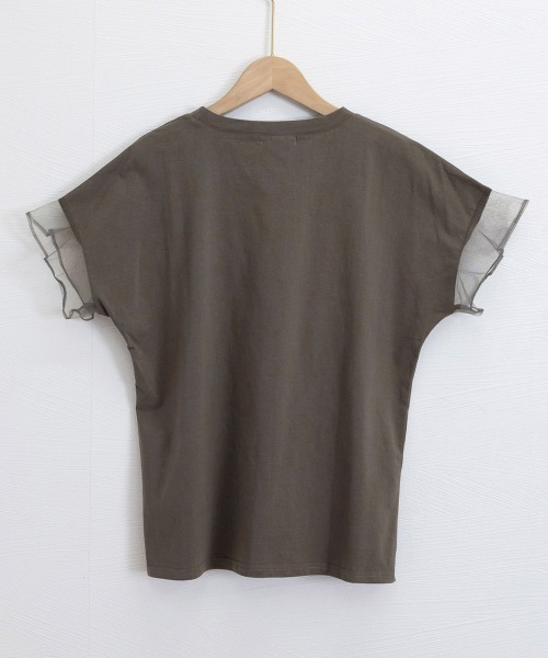 Miniministore(ミニミニストア)の「袖シアーTシャツチュール切替えカットソー(Tシャツ/カットソー・レディース・ピンク/ホワイト/ブラウン/ダークグレー/ロイヤルブルー/ブラック・FREE)」の8枚目の写真