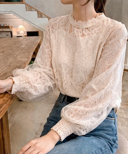 cammie（キャミー）の「チュール重ね袖ボリュームレーストップス（シャツ/ブラウス・レディース・ホワイト/アイボリー・LARGE/MEDIUM）」の2枚目の写真