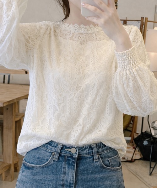 cammie（キャミー）の「チュール重ね袖ボリュームレーストップス（シャツ/ブラウス・レディース・ホワイト/アイボリー・LARGE/MEDIUM）」の18枚目の写真
