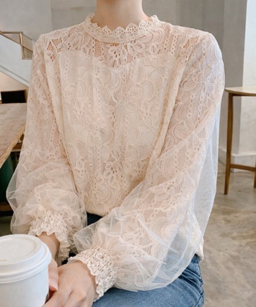 cammie（キャミー）の「チュール重ね袖ボリュームレーストップス（シャツ/ブラウス・レディース・ホワイト/アイボリー・LARGE/MEDIUM）」の15枚目の写真