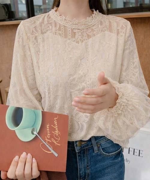 cammie（キャミー）の「チュール重ね袖ボリュームレーストップス（シャツ/ブラウス・レディース・ホワイト/アイボリー・LARGE/MEDIUM）」の14枚目の写真
