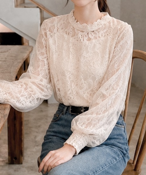 cammie（キャミー）の「チュール重ね袖ボリュームレーストップス（シャツ/ブラウス・レディース・ホワイト/アイボリー・LARGE/MEDIUM）」の4枚目の写真