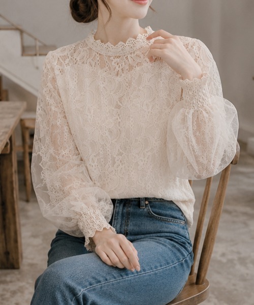 cammie（キャミー）の「チュール重ね袖ボリュームレーストップス（シャツ/ブラウス・レディース・ホワイト/アイボリー・LARGE/MEDIUM）」の7枚目の写真