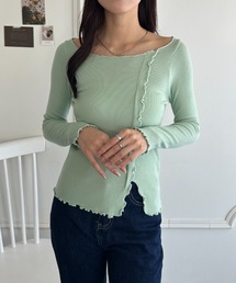 wears（ウェアーズ）の「フリルフロントスリットメロウトップス（ニット/セーター）」