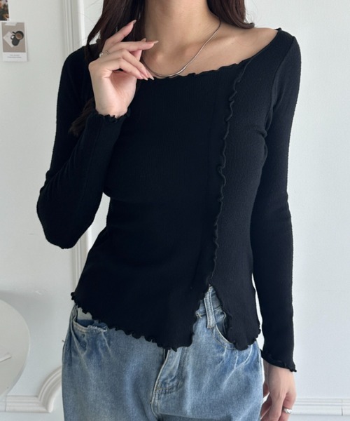 wears(ウェアーズ)の「フリルフロントスリットメロウトップス(ニット/セーター・レディース・ホワイト/ピンク/ベージュ/アイボリー/ブラック/ライトブルー・FREE)」の20枚目の写真