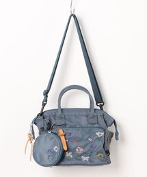 「glanta」フラワーバンケット刺繍ミニボストンショルダーバッグ　ポーチ付き