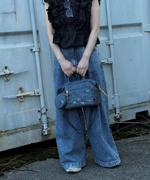 SUPER HAKKA（スーパーハッカ）の「「glanta」フラワーバンケット刺繍ミニボストンショルダーバッグ　ポーチ付き（ショルダーバッグ・レディース・ブラック/ブルー/ベージュ・FREE）」の8枚目の写真