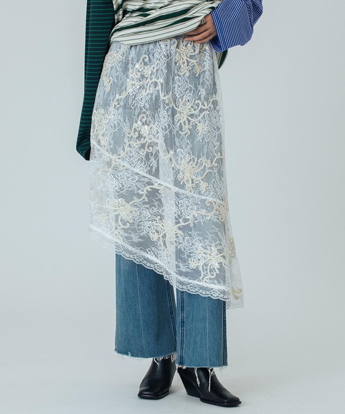 ROSE BUD(ローズバッド)の「(CREOLME)EMBROIDERY SHEER SKIRT(スカート・レディース・ホワイト・ONE SIZE)」の9枚目の写真