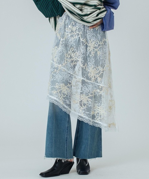 ROSE BUD(ローズバッド)の「(CREOLME)EMBROIDERY SHEER SKIRT(スカート・レディース・ホワイト・ONE SIZE)」の10枚目の写真