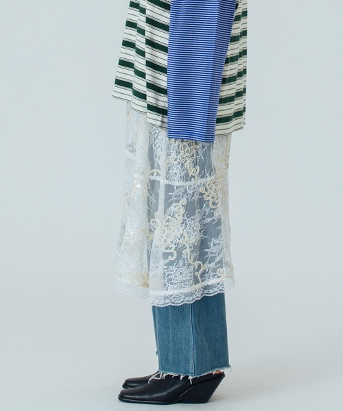 セール】(CREOLME)EMBROIDERY SHEER SKIRT（スカート）｜ROSE BUD