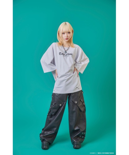 Revo.（レボ）の「『東京喰種 トーキョーグール』×『P.N UNDERGROUND ピー エヌ アンダーグラウンド』コラボ / バックプリント ダメージ加工 Tシャツ（Tシャツ/カットソー・レディース・ホワイト/ブラック/グレー系・M/L/44/46）」の7枚目の写真