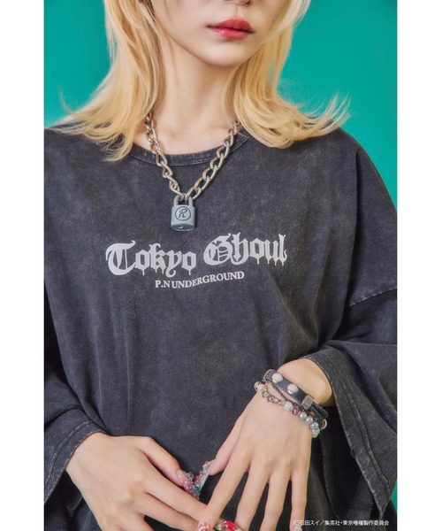 Revo.（レボ）の「『東京喰種 トーキョーグール』×『P.N UNDERGROUND ピー エヌ アンダーグラウンド』コラボ / バックプリント ダメージ加工 Tシャツ（Tシャツ/カットソー・レディース・ホワイト/ブラック/グレー系・M/L/44/46）」の11枚目の写真