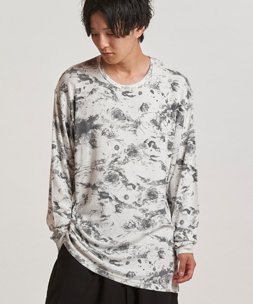 NO ID.(ノーアイディ)の「mlt5408-フラワープリントテレコPO プルオーバー(457006-323T)(Tシャツ/カットソー・メンズ・ホワイト/ブラック/グレー・ONE SIZE)」の9枚目の写真