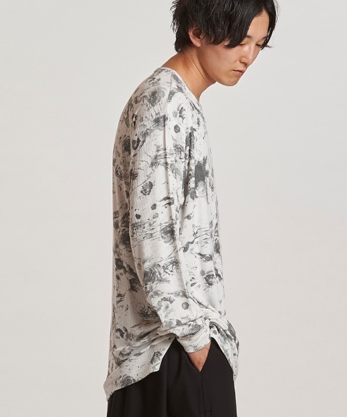 NO ID.(ノーアイディ)の「mlt5408-フラワープリントテレコPO プルオーバー(457006-323T)(Tシャツ/カットソー・メンズ・ホワイト/ブラック/グレー・ONE SIZE)」の10枚目の写真