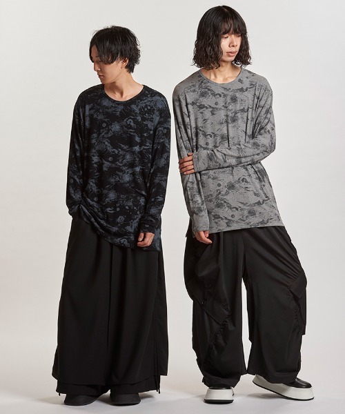 NO ID.(ノーアイディ)の「mlt5408-フラワープリントテレコPO プルオーバー(457006-323T)(Tシャツ/カットソー・メンズ・ホワイト/ブラック/グレー・ONE SIZE)」の20枚目の写真