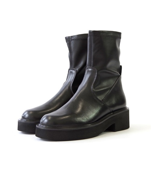 FABIO RUSCONI（ファビオルスコーニ）の「FABIO RUSCONI （ファビオ ルスコーニ） / ストレッチブーツ 2606 ミドルブーツ 厚底 トラックソール（ブーツ・レディース・ブラック・36/37/38/39）」の3枚目の写真