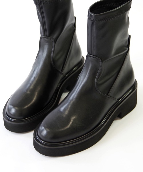 FABIO RUSCONI（ファビオルスコーニ）の「FABIO RUSCONI （ファビオ ルスコーニ） / ストレッチブーツ 2606 ミドルブーツ 厚底 トラックソール（ブーツ・レディース・ブラック・36/37/38/39）」の9枚目の写真