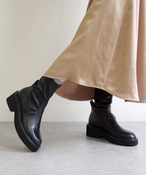 FABIO RUSCONI（ファビオルスコーニ）の「FABIO RUSCONI （ファビオ ルスコーニ） / ストレッチブーツ 2606 ミドルブーツ 厚底 トラックソール（ブーツ・レディース・ブラック・36/37/38/39）」の14枚目の写真