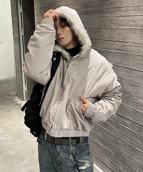 セール】【ABREATH】フェイクファーショートフーディーパファー