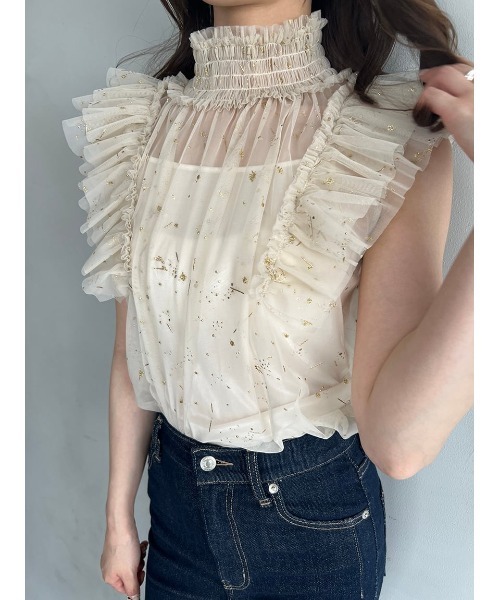 Chacott（チャコット）の「【Chacott】チュールブラウス（シャツ/ブラウス・レディース・アイボリー/ネイビー/ベージュ・0/1）」の12枚目の写真